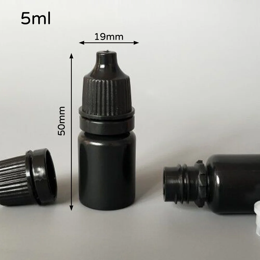 

50pcs Excellent Sealing Property Liquid Black PE Empty Soft Plastic Dropper Bottles With Childproof Cap