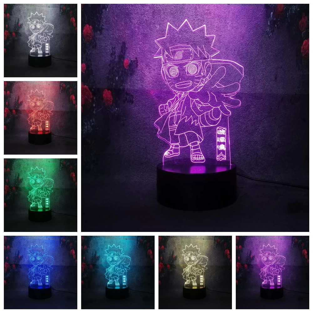 COOL Boy Naruto Sasuke 3D USB Child current Desk Table lamp cartooncomic figure Night Light kid baby sleep bedroom Decor gifts
