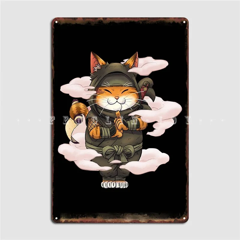 

Shinobi Cat Funny Kung Fu Cat Metal Sign Decoration Cave Pub Cinema Garage Wall Plaque Tin Sign Posters