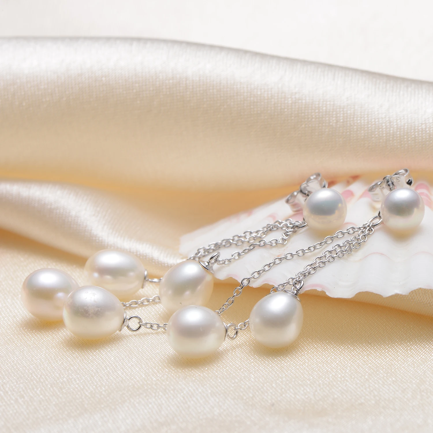 

gN Pearl Genuien 6-8mm White Natural Freshwater Pearl 925 Sterling Silver Drop Earrings Stud gNPearl Fine Jewelry for Women Gift
