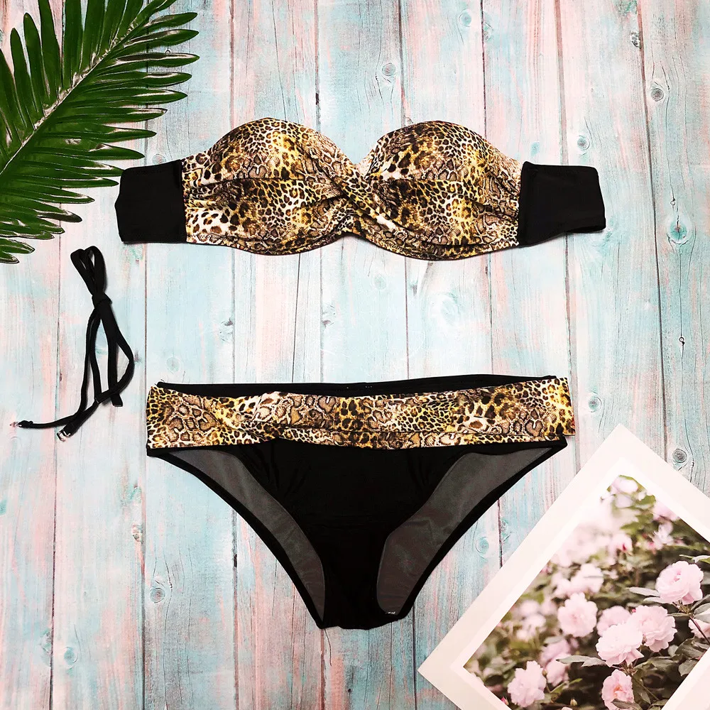 Комплект бикини женский с леопардовым принтом цвет в ассортименте S M L XL XXL 1 шт |