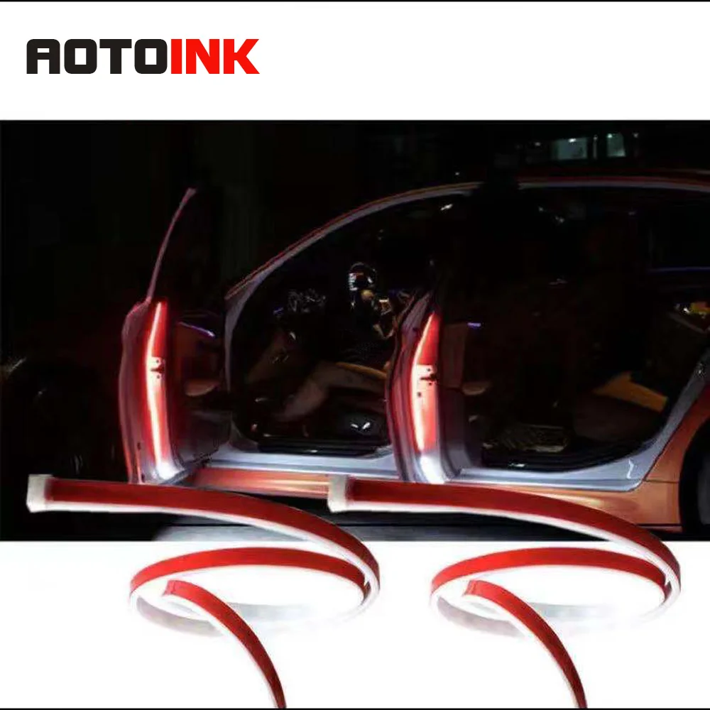 

AOYOINK Car Interior Door Welcome Light LED Safety Warning Strobe Signal Lamp Strip 120cm Waterproof 12V Ambient Lights