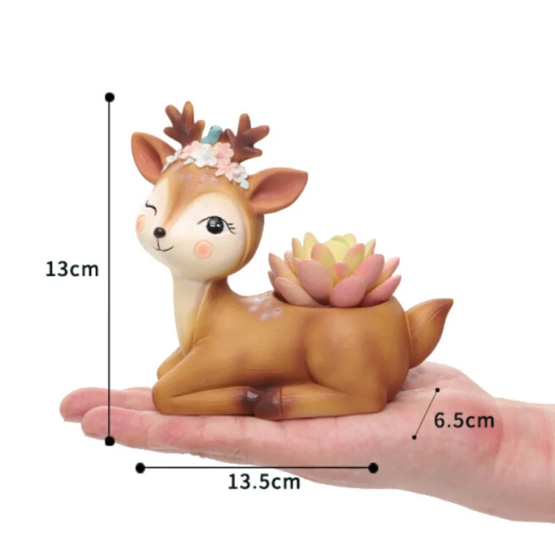 

Cartoon Deer Flowerpot Round Succulent Plant Cactus Resin Cute Animal Flowerpot Fleshy Garden Decor Desk Ornaments Home Decor