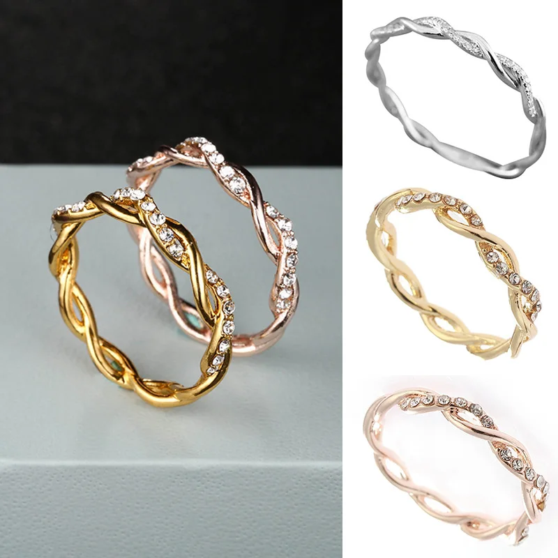 

1PC Engagement Women Crystal Ring Rhinestone Luxury Thin Ring Gifts Wedding Bands