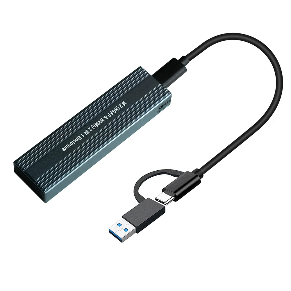 M2 SSD Case NVMe Enclosure M.2  to USB 3.1 SSD Adapter w/OTG Dual Protocol for NVME PCIE NGFF SATA M/B Key 2230/2242/2260/2280