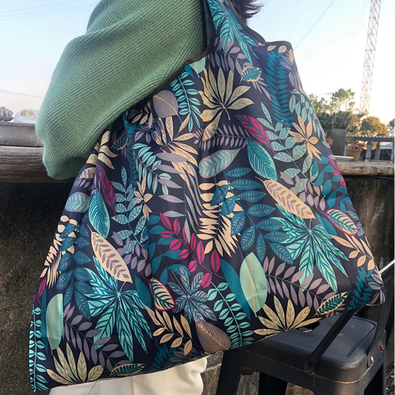 

Nylon Faltbare Recycle Shopping BagEco Freundliche Damen Reusable Shopping Tote Tasche Floral Obst Gemse Lebensmittel Tasche