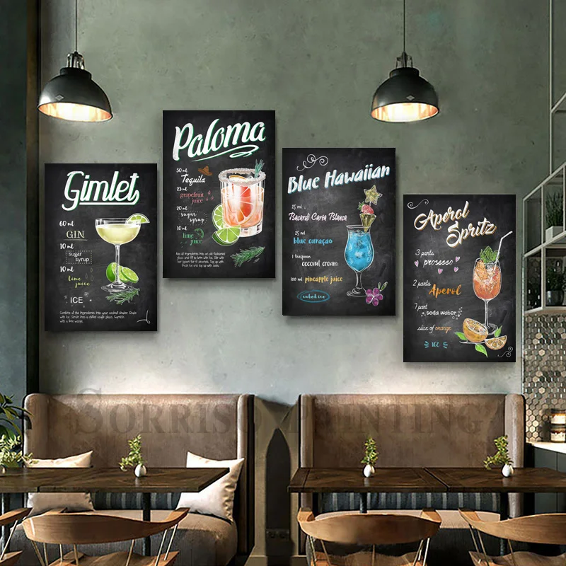Западный ресторан клуб бар паб кафе коктейли Напитки плакаты и принты столовая