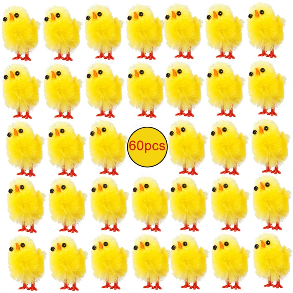 

60PCS Mini Easter Chicks Yellow Easter Decoration Toy Spring Home Garden Decor Party Favors And Gifts For Kids Easter Decoration