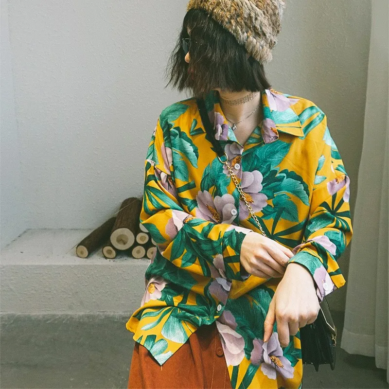 

Women's Printing Temperament Loose Leisure Long Sleeve Blouse