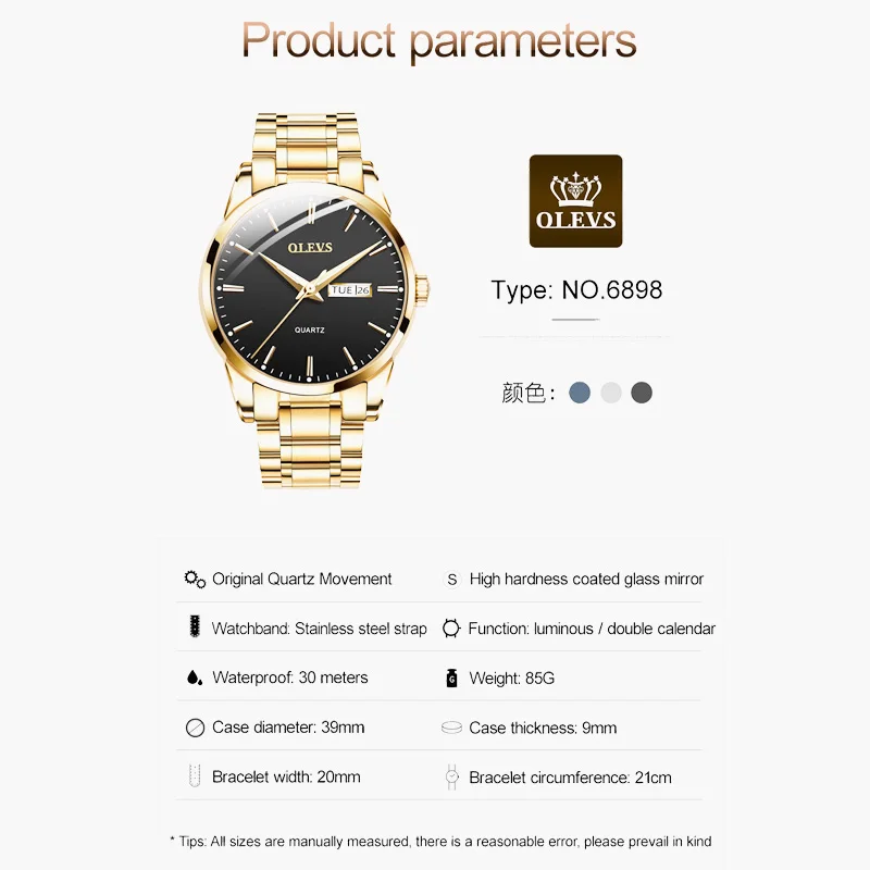 Мужские кварцевые наручные часы OLEVS из нержавеющей стали | Наручные