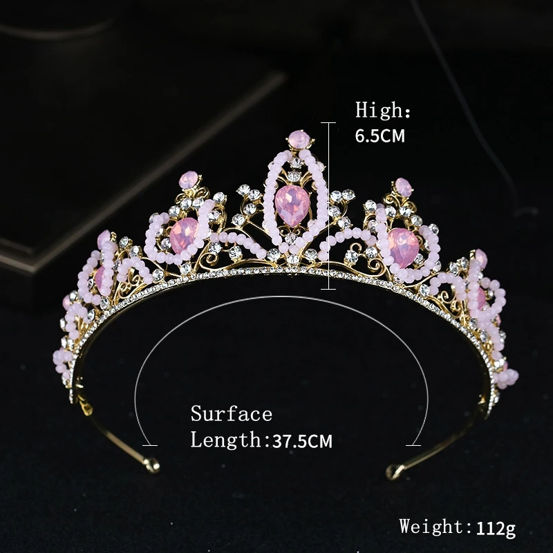 Женская свадебная тиара ручной работы розовая корона с кристаллами свадебные