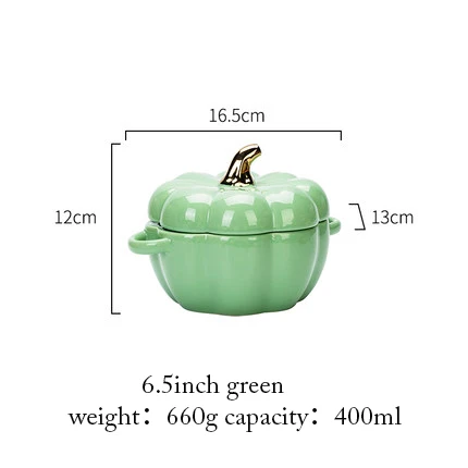 Pumpkin Shape Baking Bowl With Lid Glaze Au Gratin Soup Salad Kitchen Bakeware Oven Party Pan Tool |