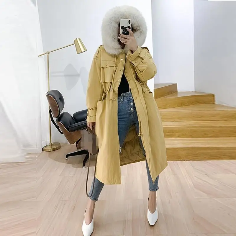 2019 женское ветрозащитное теплое зимнее пальто на утином пуху Воротник из