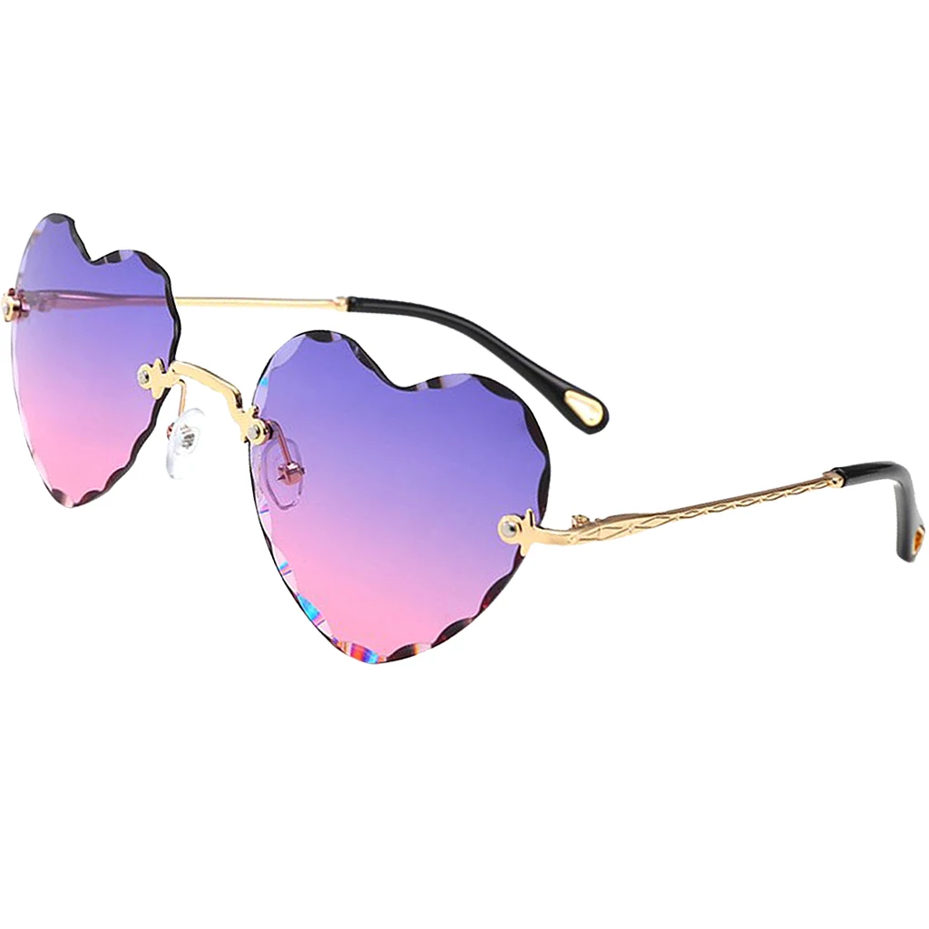 

Lovely Rimless Sunglasses Women Heart Shape UV 400 Eyewear Gradient Color