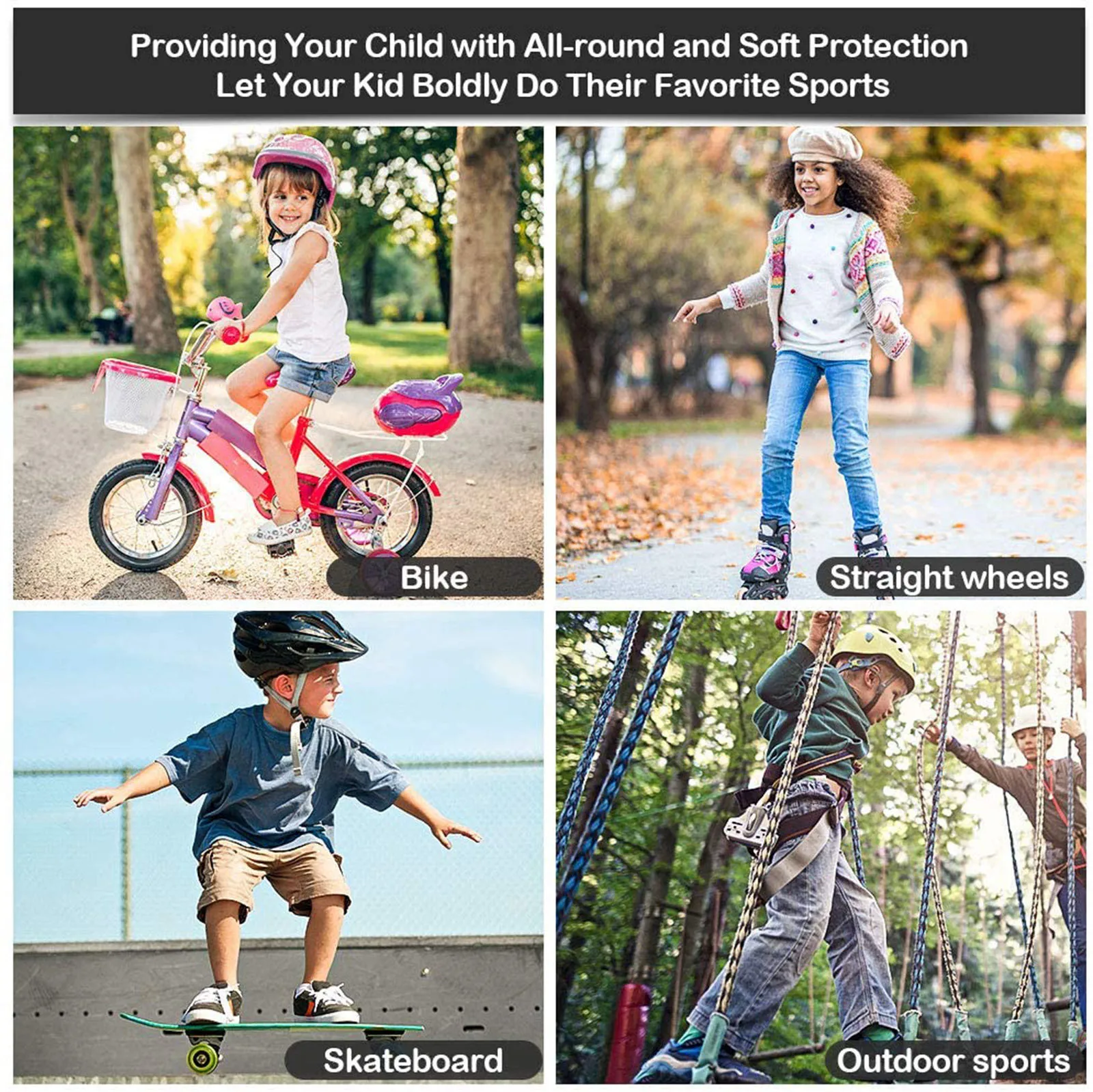 Защитное снаряжение для детей наколенники налокотники 6 в 1 регулируемый ремешок