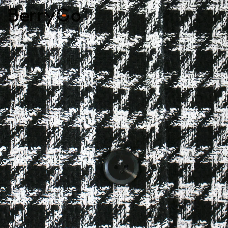 

BerryGo Fashionable houndstooth women's shirt Lapel long sleeve winter Office top High street style Plaid loose shirt 2020 new