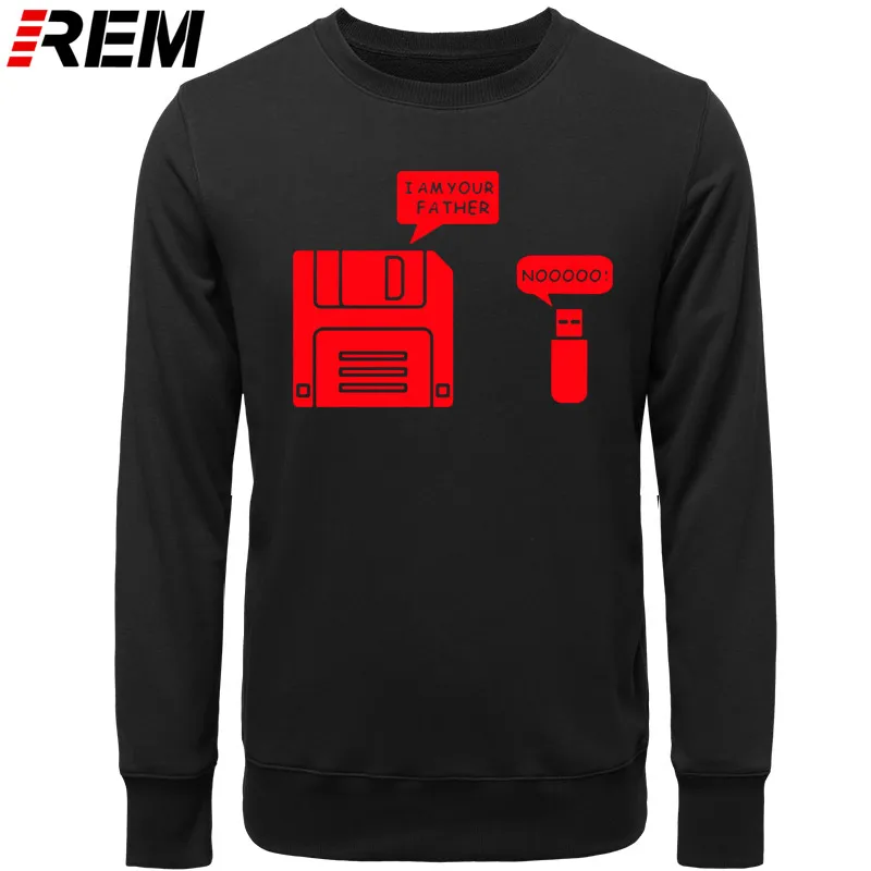 REM USB дискета я ваш отец мужские хлопковые с длинным рукавом юмором диск повседневные Camisetas Hombre мужские кофты с капюшоном, толстовки - Цвет: BLACK RED