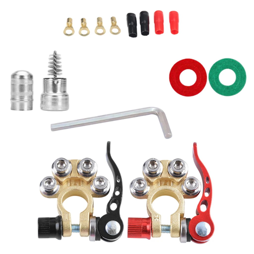 

2PCS Battery Terminal Connectors Kits 4 Way with L Wrench for JIS