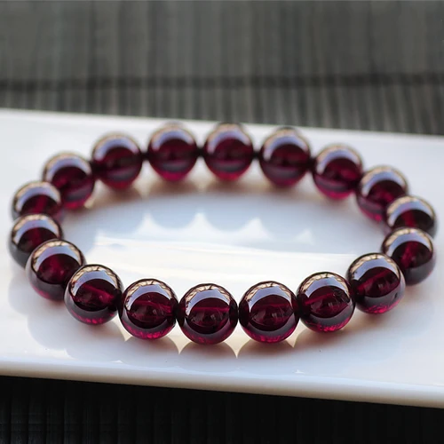 

Biya Ice Garnet Bracelet Transparent Body 12mm Large Particle Wine Red Rose Red Single Circle Men's and Women's