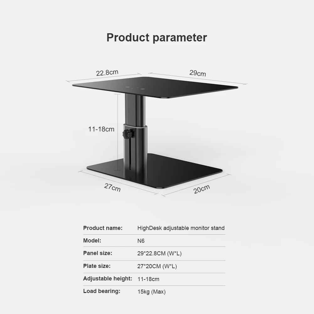 

15kg load Max Metal Holder Stand Adjustable High Desk Adjustable Monitor Stand NILLKIN Support Tablet Stand Desk Holder 11-18cm