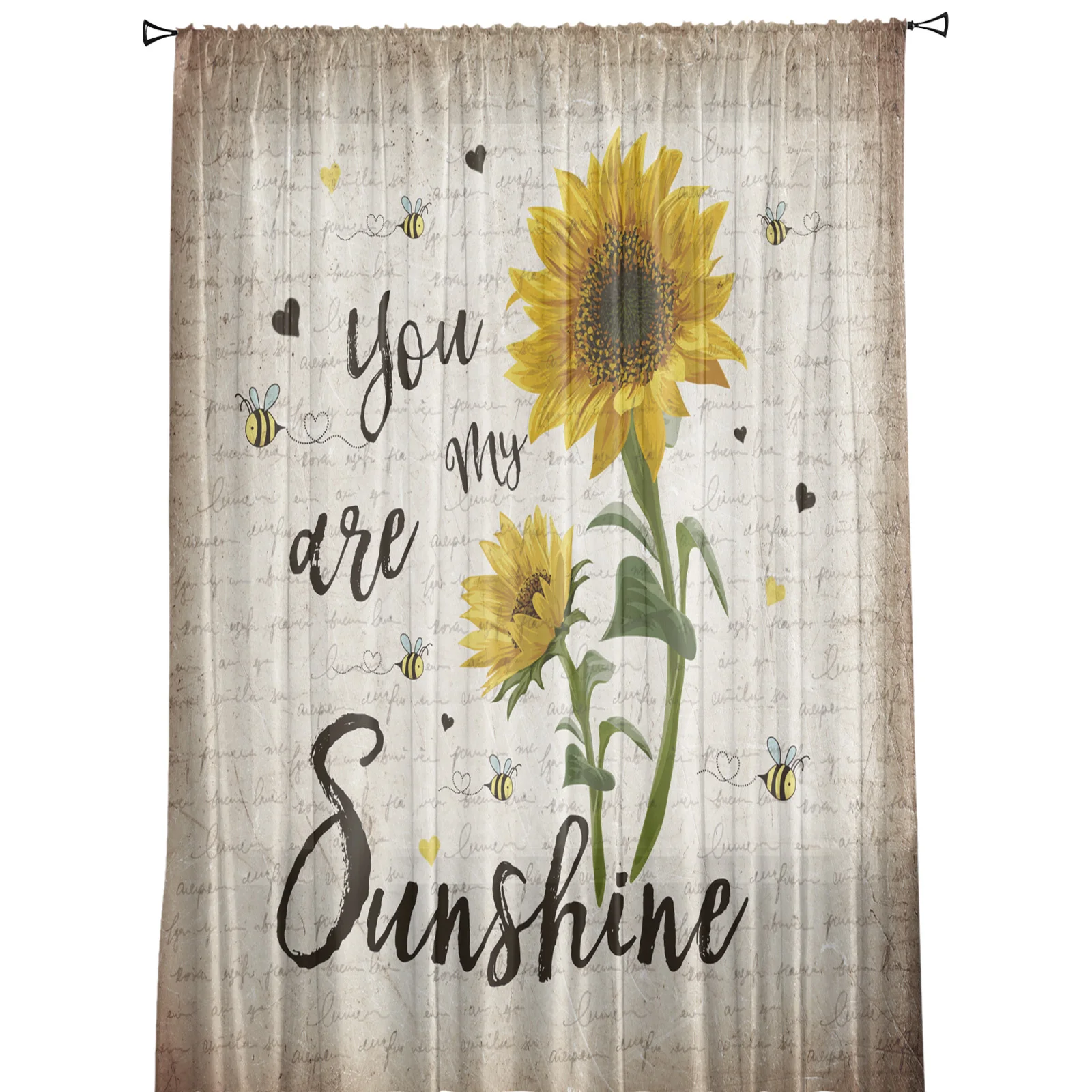 Винтажные шторы с подсолнухами буквами пчелами современные драпированные