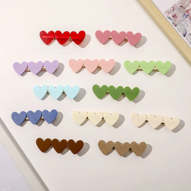 

New Korean Version Of Woman Headwear Hairpin Ins Girls Acrylic Peach Heart Duckbill Bangs Clip Hair Accessories For Woman