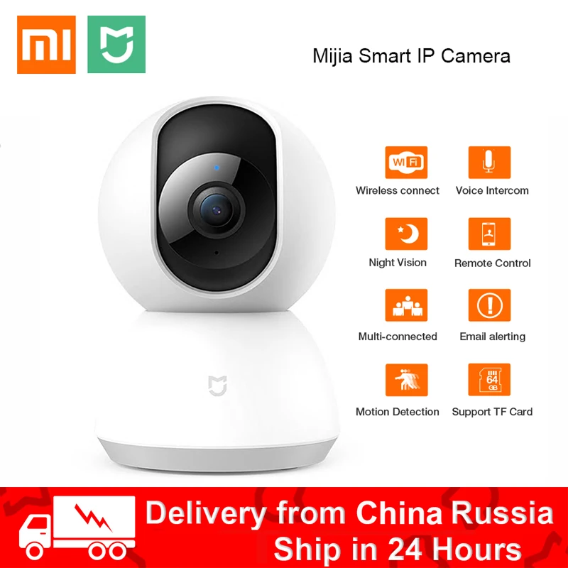 Умная IP камера Xiaomi Mijia CCTV 360 с Wi Fi панорамированием и наклоном видеокамера ночного