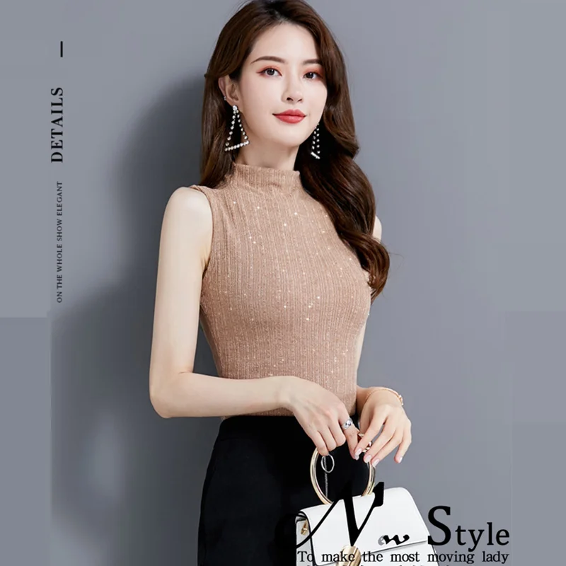 

Summer Korean Fashion Elasticity Women Tank Top Streetwear Sexy Tops Sleeveless Black Female Tank Tops Slim Mesh Women Top