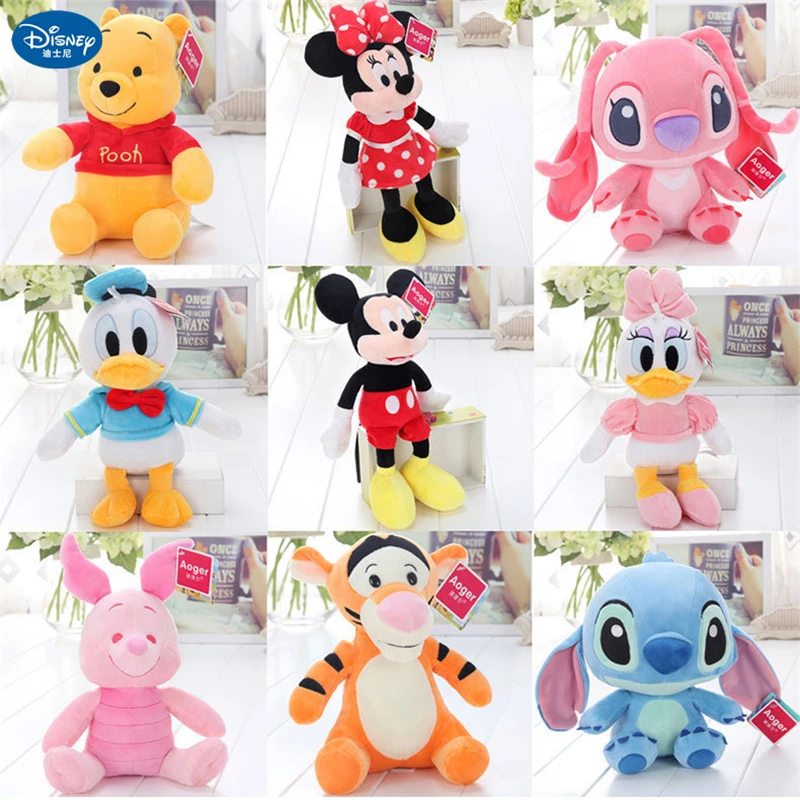

25CM Original Disney Mickey Mouse Minnie Donald Duck Goofy Pluto Winnie The Pooh Piglet Animals Stuffed Plush Toy Kids Doll Gift