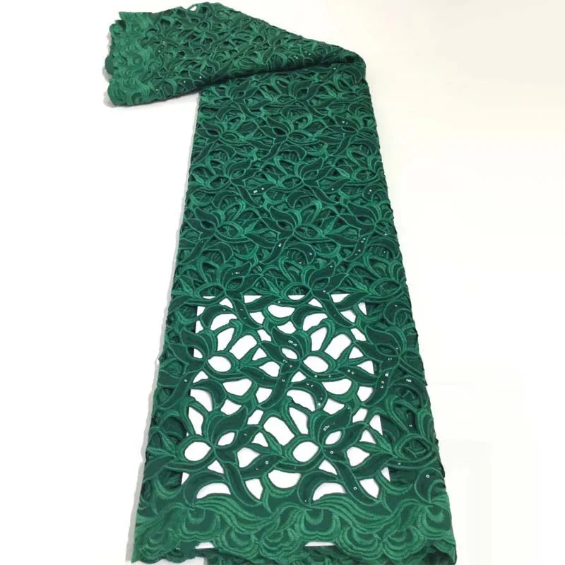 

Green African Lace Fabric High Quality Sequins French Net Lace Fabric Lace For Wedding Sewing YX-1555