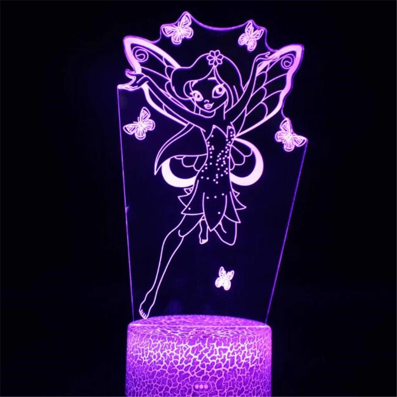 Светодиодный ночсветильник с мультяшным Диснеем фея колокольчик 3D лампа