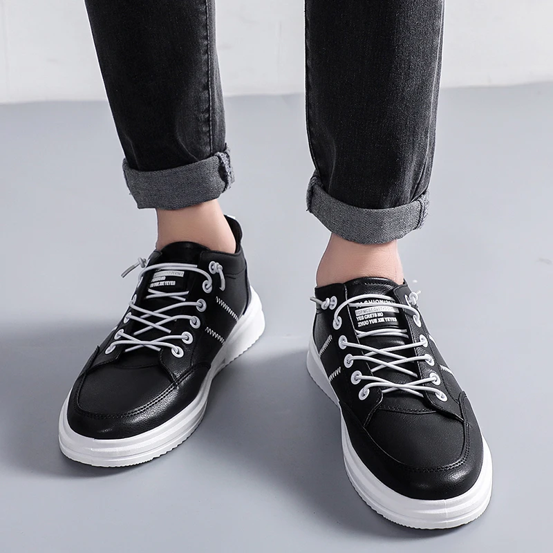 

Кроссовки мужские из мягкой кожи, повседневная брендовая модная обувь, на шнуровке, белые