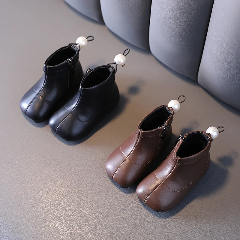 Детские зимние ботинки из хлопка Сезон осень-зима Бархатные для малышей Теплые