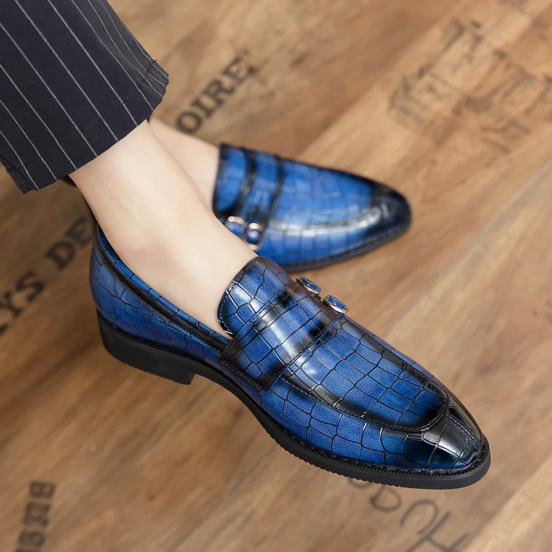 

Men's Leather Shoes Crocodile Pattern Leather Wedding Party Business Classic Suits Peas Shoes Lazy Slip-on Casual Loafers Shoes