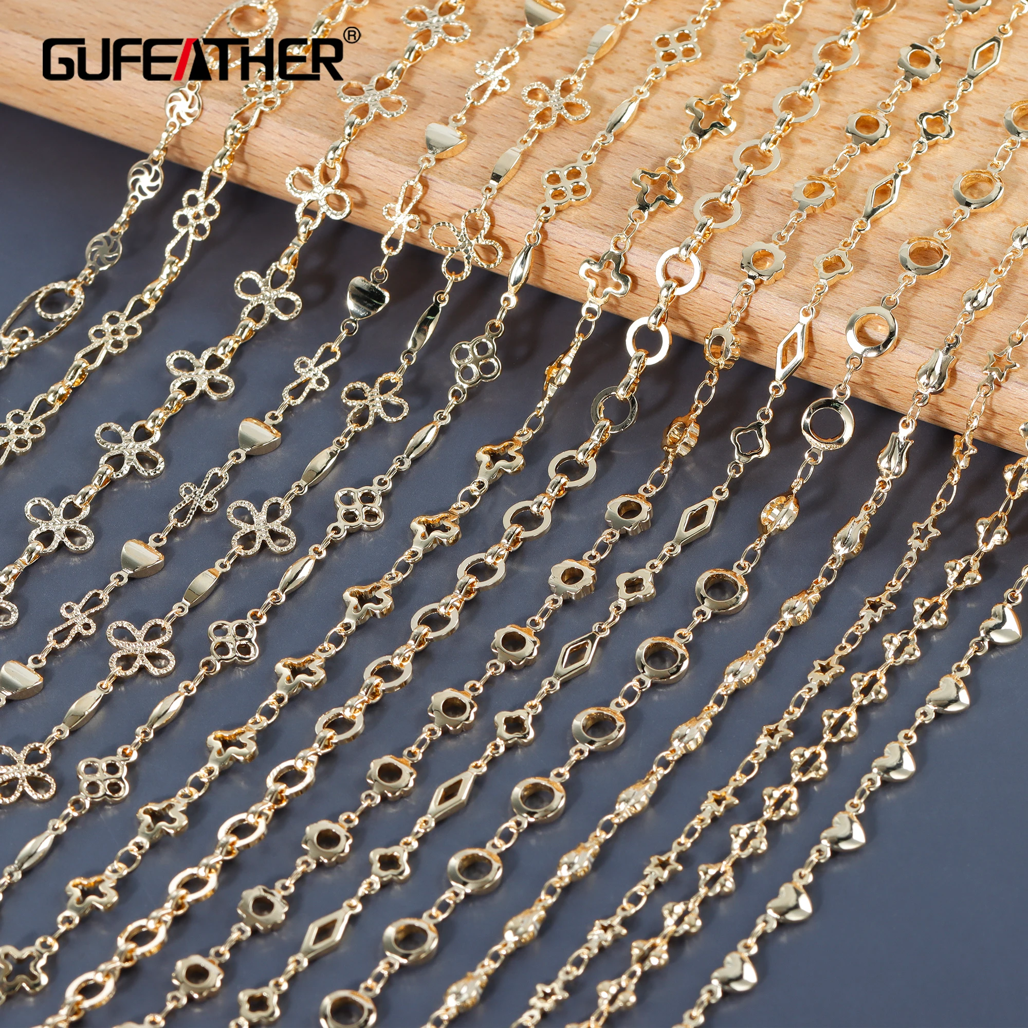 GUFEATHER C164 diy цепь пройти REACH не никель 18k позолоченные медь очаровательные