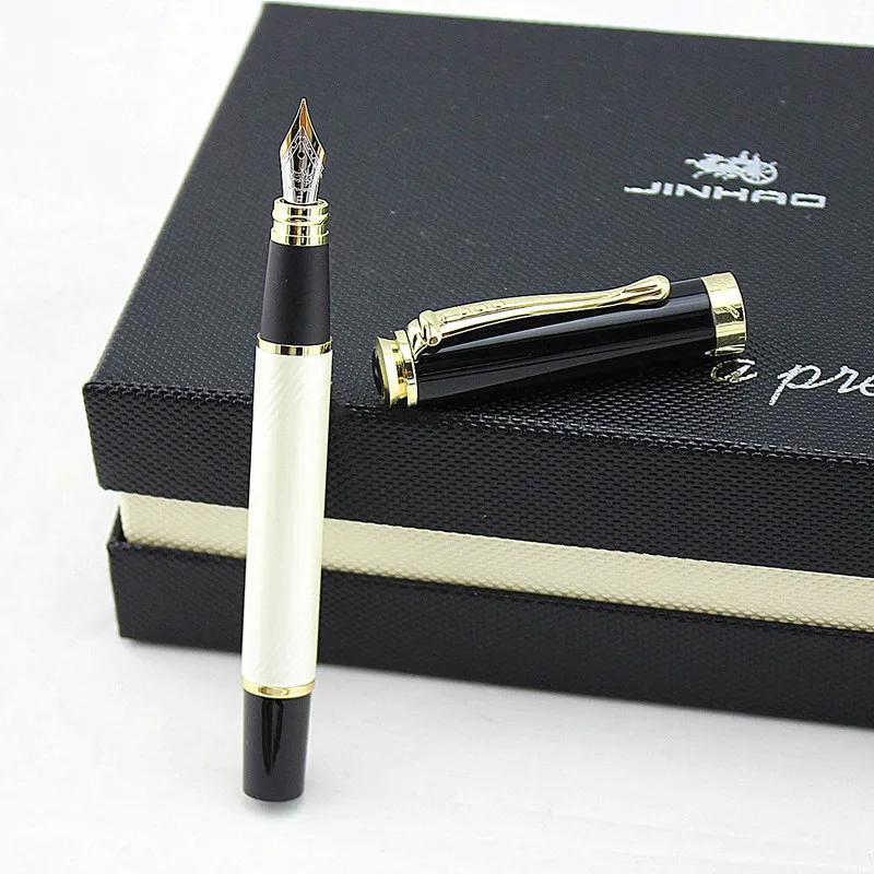 Перьевые ручки Jinhao 500 Iraurita с тонким наконечником 0 5 мм белая металлическая ручка