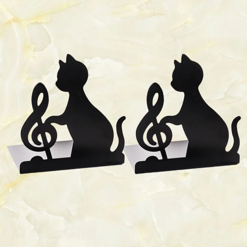 

2pcs Cat Pattern Iron Bookends Practical Simple Book Ends Book Supports Rack Desktop Organizer Magazines Stand for Office School