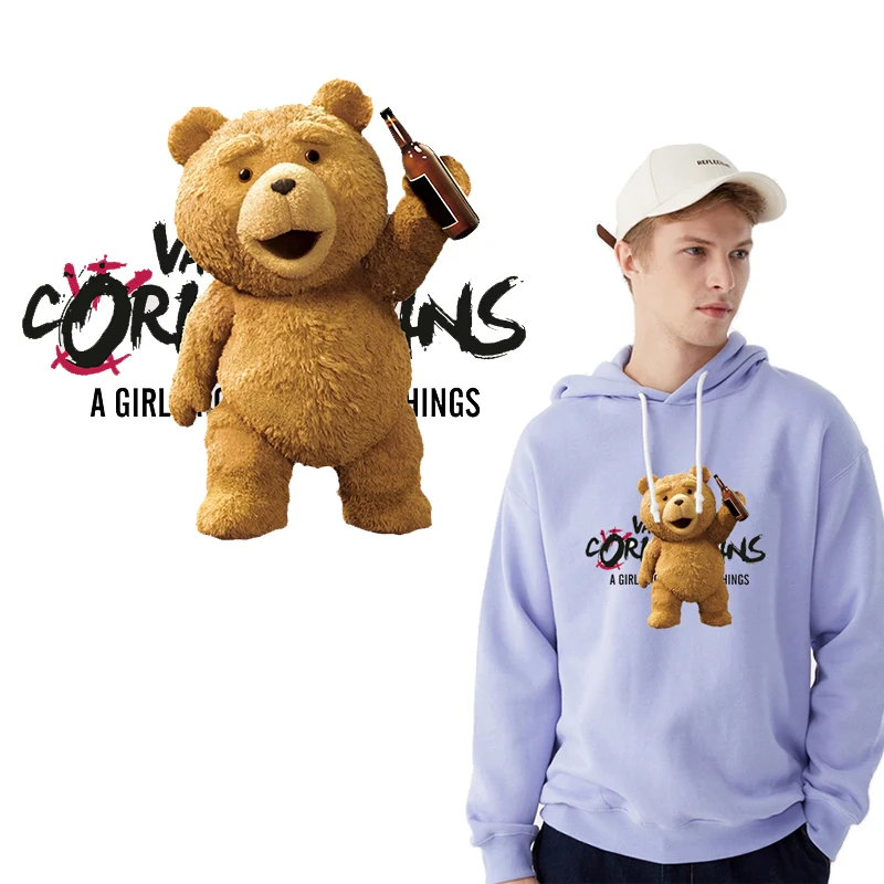 Забавная игрушка плюшевый мишка термо-Стикеры для одежды на одежде