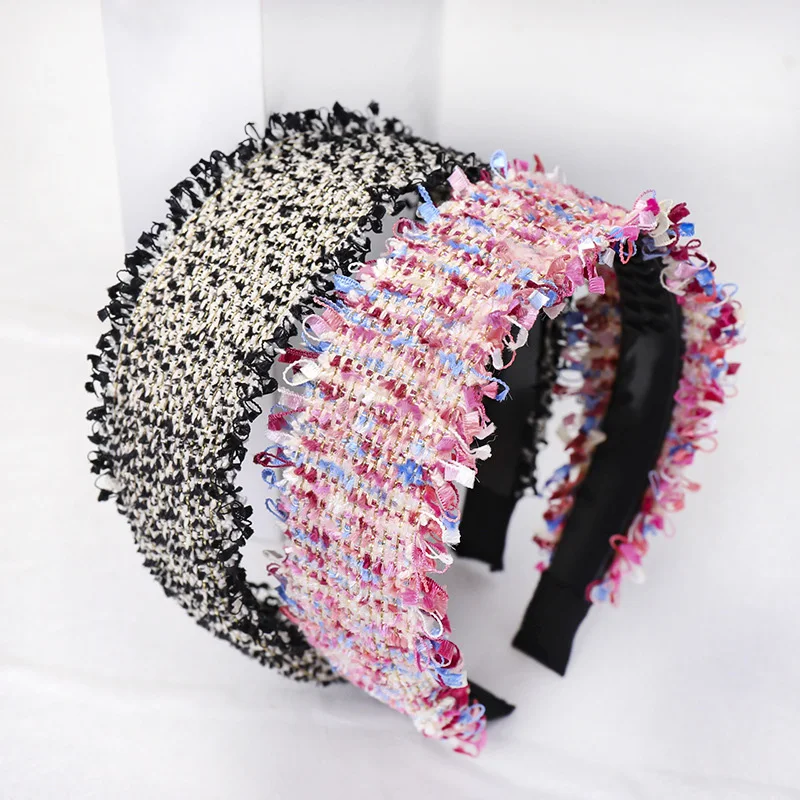 12 шт./лот корейский полиэфир бахрома Селведж широкая повязка на голову с зубцами