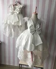 Пышное детское платье принцессы, на свадьбу, для первого причастия, с большим узлом, тюль белого цвета оттенка слоновой кости