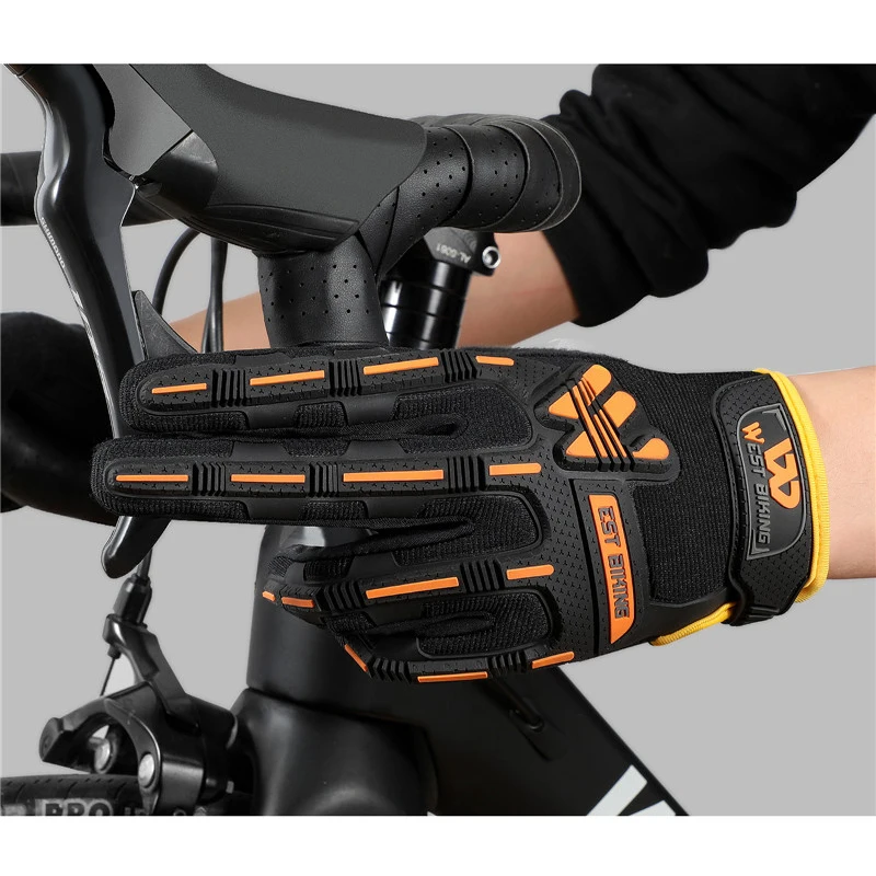 

West Biking Cycling Gloves Full Finger Gel Enduro Man Men's Mtb Glove for Bike Bicycle Cycle Winter Racing Riding Pro Mountain
