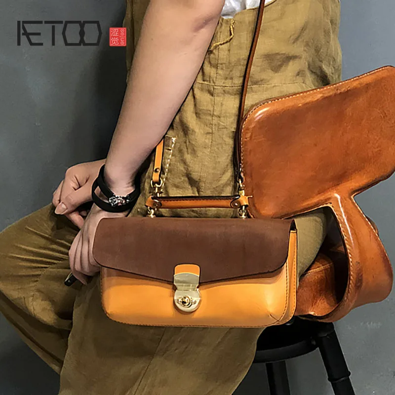 AETOO простая маленькая квадратная сумка почтальона Литературная и художественная