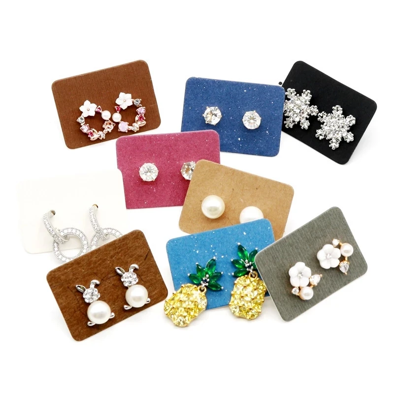 50pcs/lot 2.5x3.5cm Stud Earring Paper Card Thick Cardboard Kraft Cards for Jewelry Display Hang Price Tags Retail Packing | Украшения и