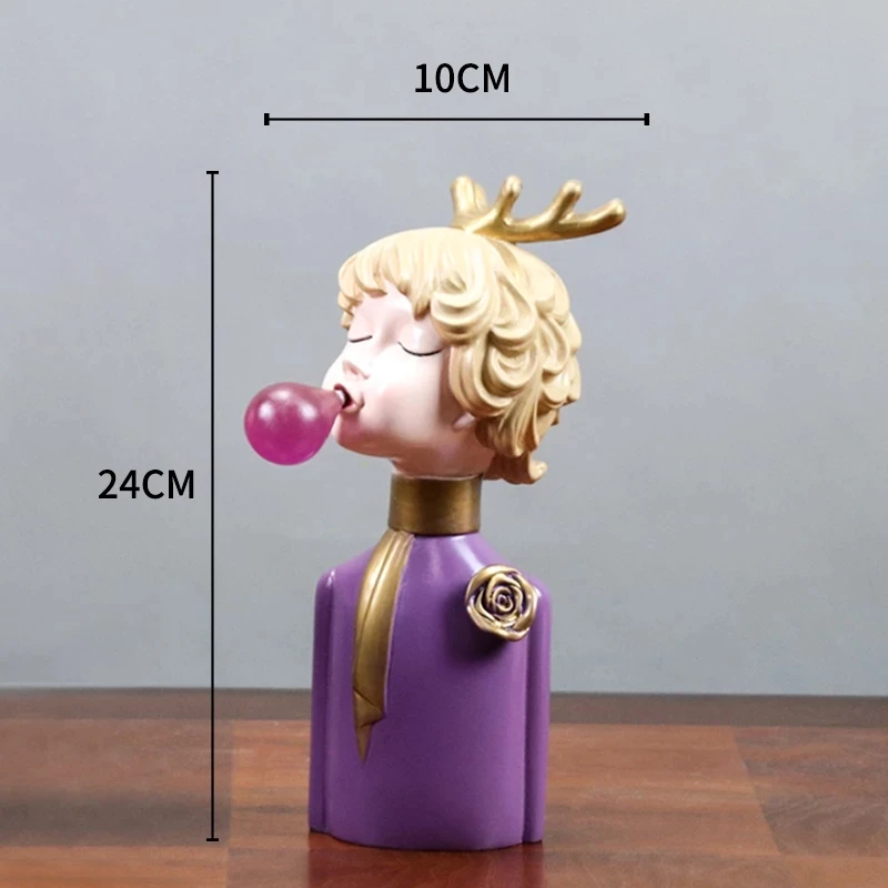 

Creative Antler Girl Sculpture Cute Doll Statue Home Decoration Gift Resin Decoration Living Room Decoration