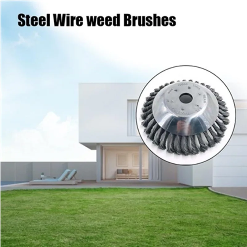 8-дюймовое стальное проволочное колесо садовая щетка для сорняков газонокосилка
