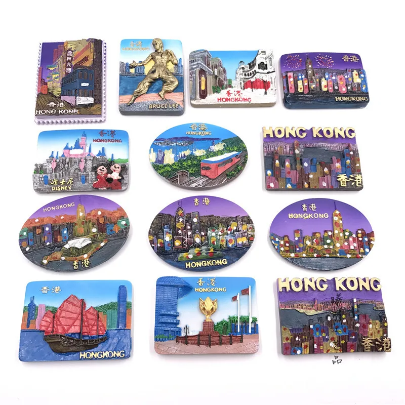 

Hong Kong Original Single World Tourism Memorial Resin Fridge Magnet Creative Three-dimensional Collectible Gift