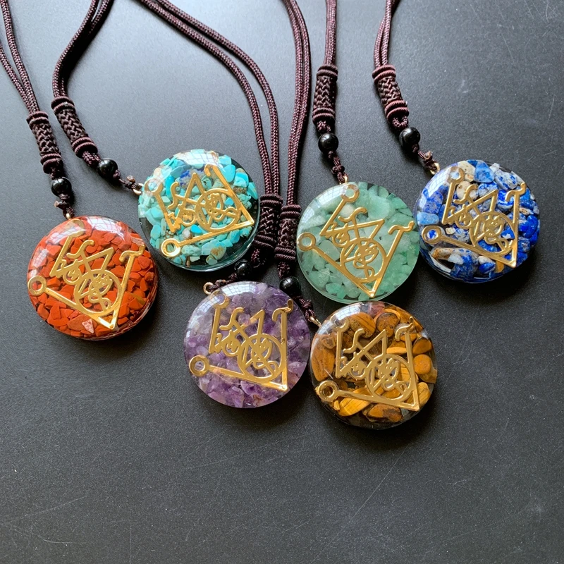 

Natural Rainbow Crystal Tumblestones Chakra Reiki Healing Energy Generator EMF Radiation Protection Neck Orgonite Decor 1pc