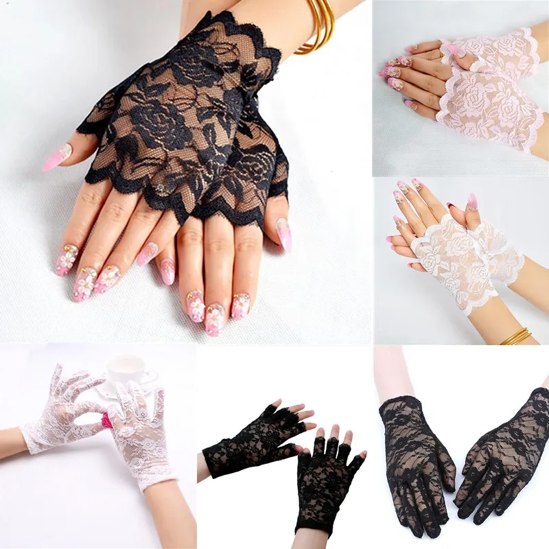 

Best Sale Sailor Dance Long Fingerless Womens Sexy Lace Gloves Ladies Half Finger Fishnet Gloves Heated Mesh Mitten Handschoenen