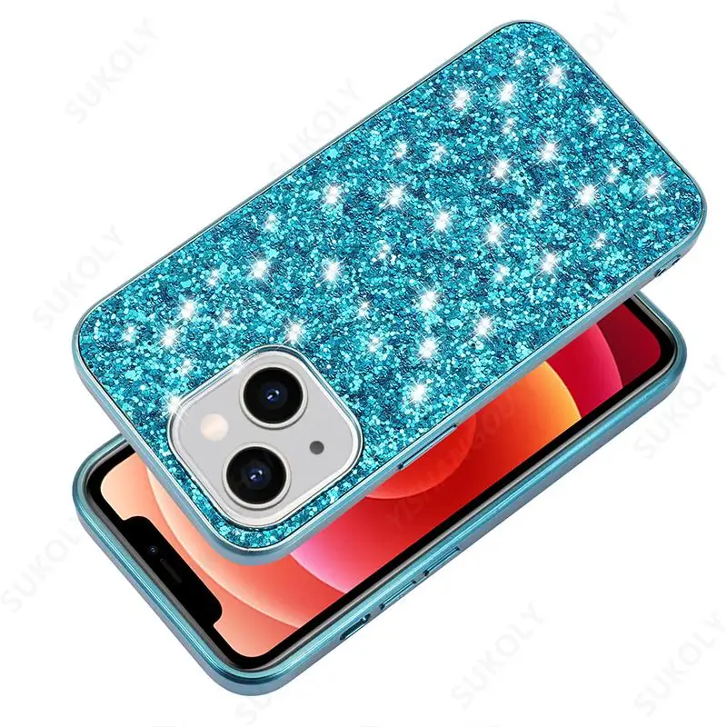 Shiny Bling Glitter Case for iPhone 14 13 12 11 Pro Max 13 12 mini 14 XS X XR 7 8 Plus SE 2020 Rhinestone Soft TPU Case Cover