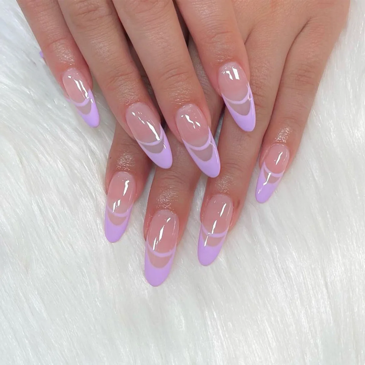 

24pcs Lavender Nails Patch Glue Type Long Paragraph Removable Fashion Manicure Patch False Nails Patch FS99